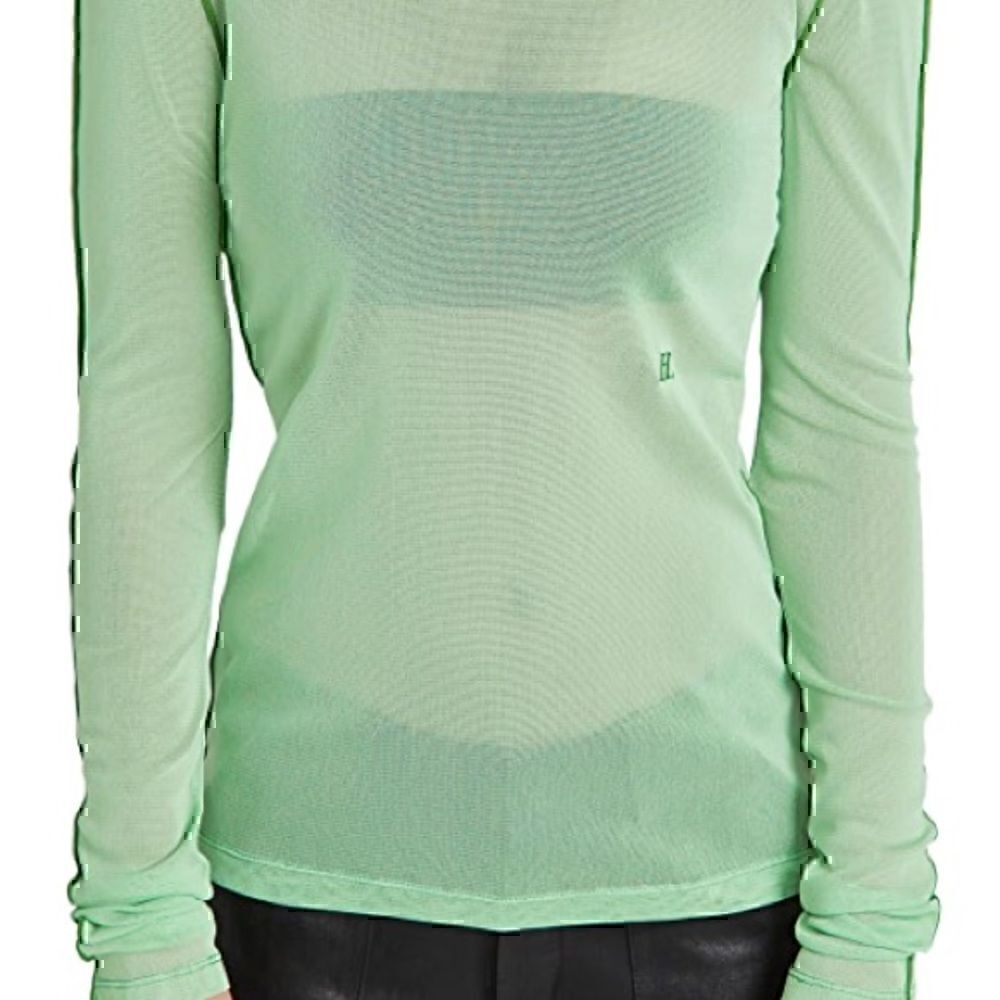 Helmut Lang Stretch-Mesh Turtleneck Top Size S Radiated Green NWT - Picture 7 of 8
